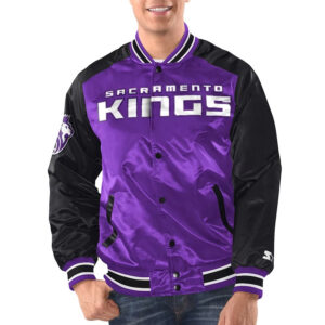 Sacramento Kings Renegade Purple/Black Varsity Satin Jacket