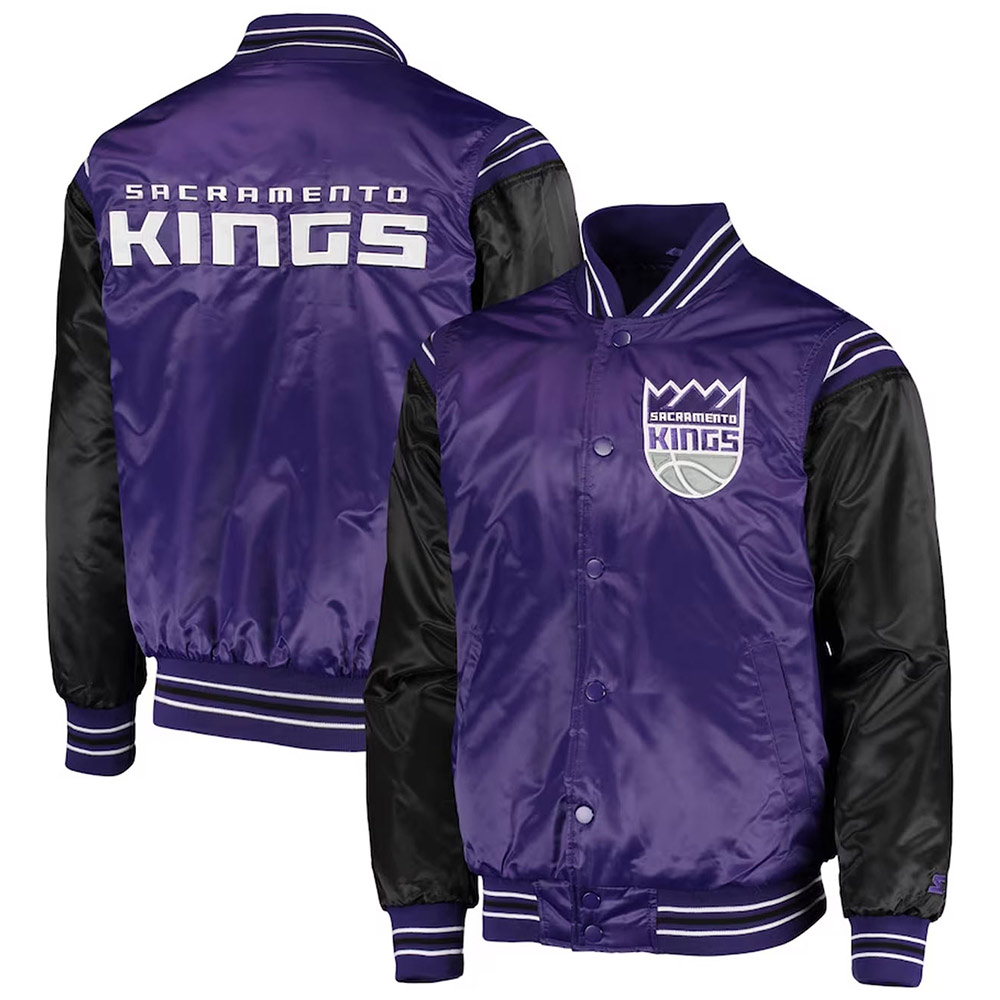 Sacramento Kings The Enforcer Purple and Black Satin Jacket - Image 3