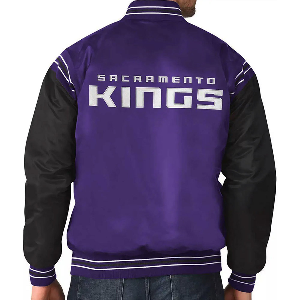 Sacramento Kings The Enforcer Purple and Black Satin Jacket - Image 5
