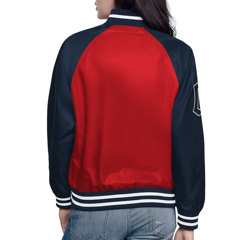 Red/Navy Cleveland Guardians Home Run Varsity Satin Jacket - Image 2