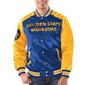 Royal/Gold Golden State Warriors Renegade Varsity Satin Jacket