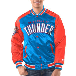 Blue/Orange Oklahoma City Thunder Renegade Varsity Satin Jacket