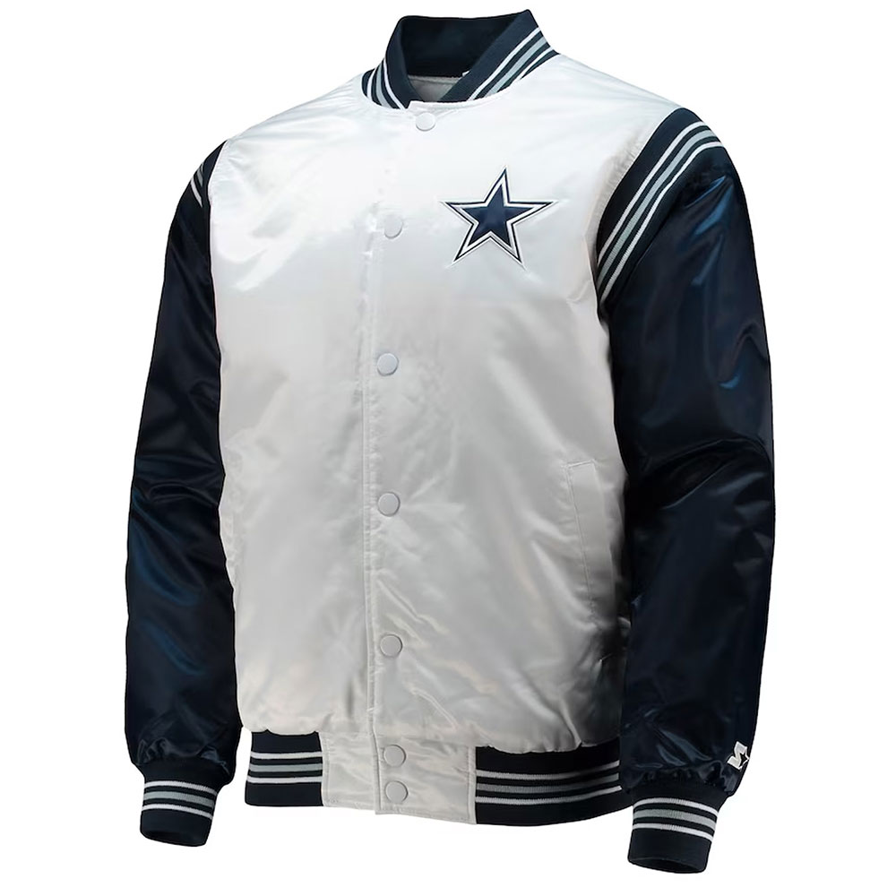 Dallas Cowboys Renegade Throwback White/Navy Satin Jacket