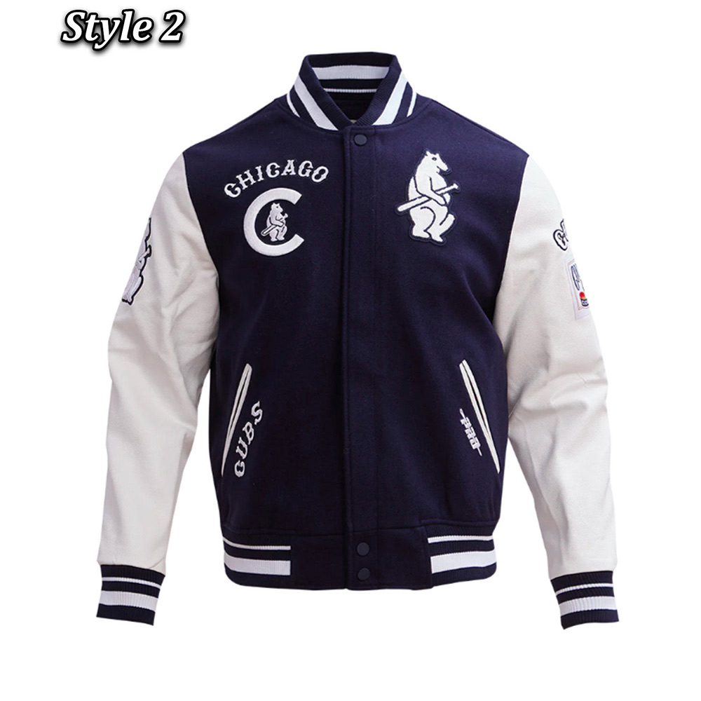 Retro Chicago Cubs Classic Rib Varsity Jacket - Image 2