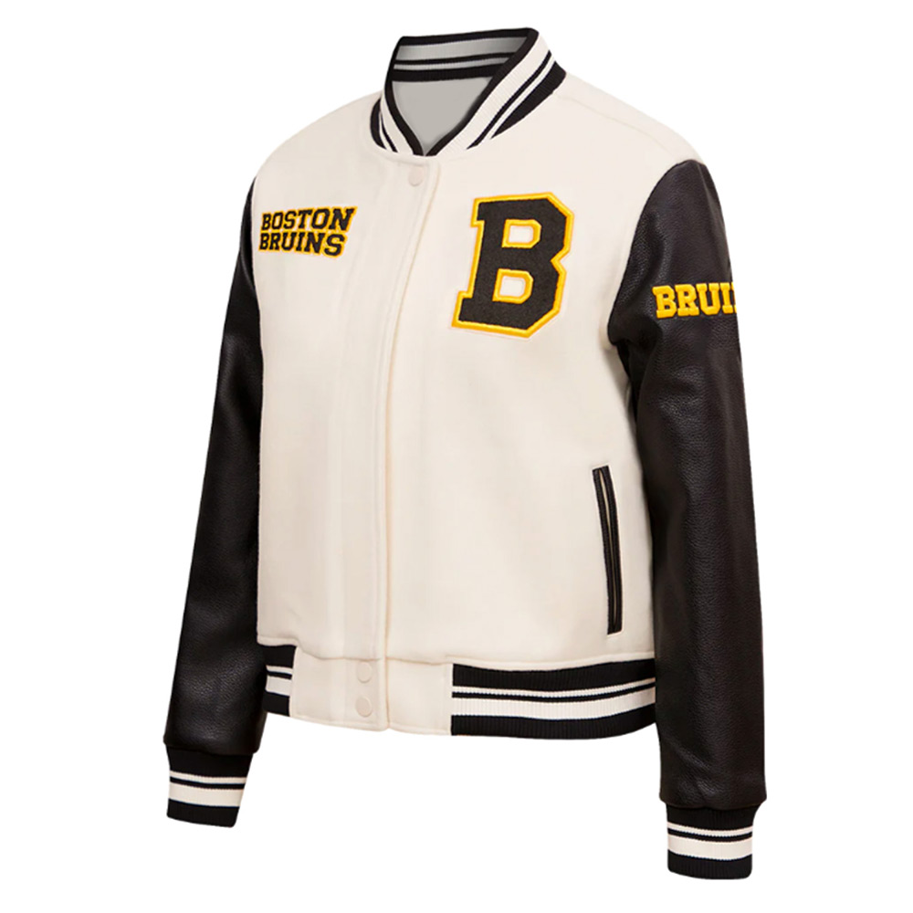 Retro Classic Rib Boston Bruins Varsity Jacket - Image 5