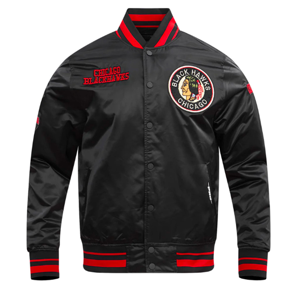 Chicago Blackhawks Retro Classic Rib Satin Jacket - Image 2
