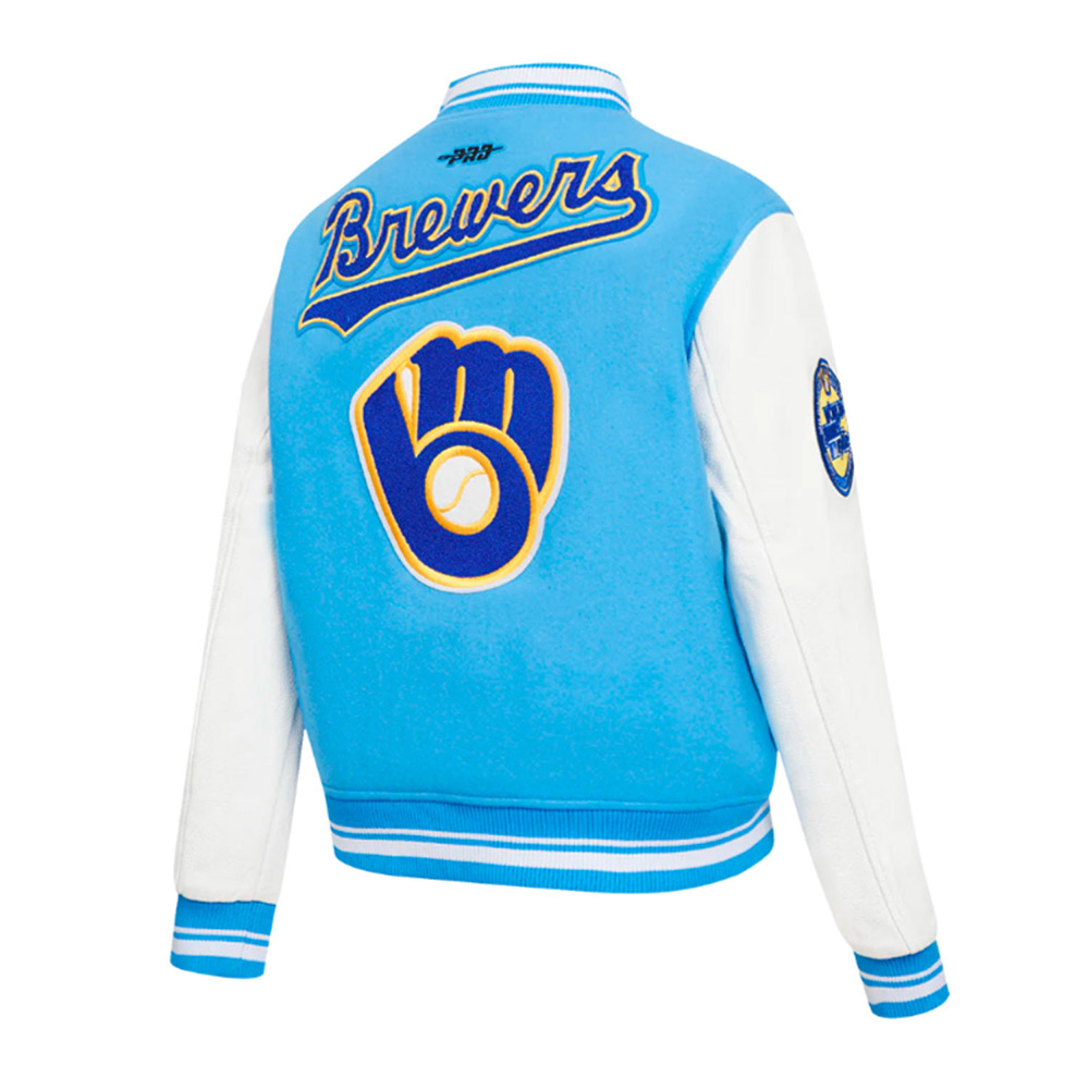 Retro Classic Rib Milwaukee Brewers Varsity Jacket - Image 4
