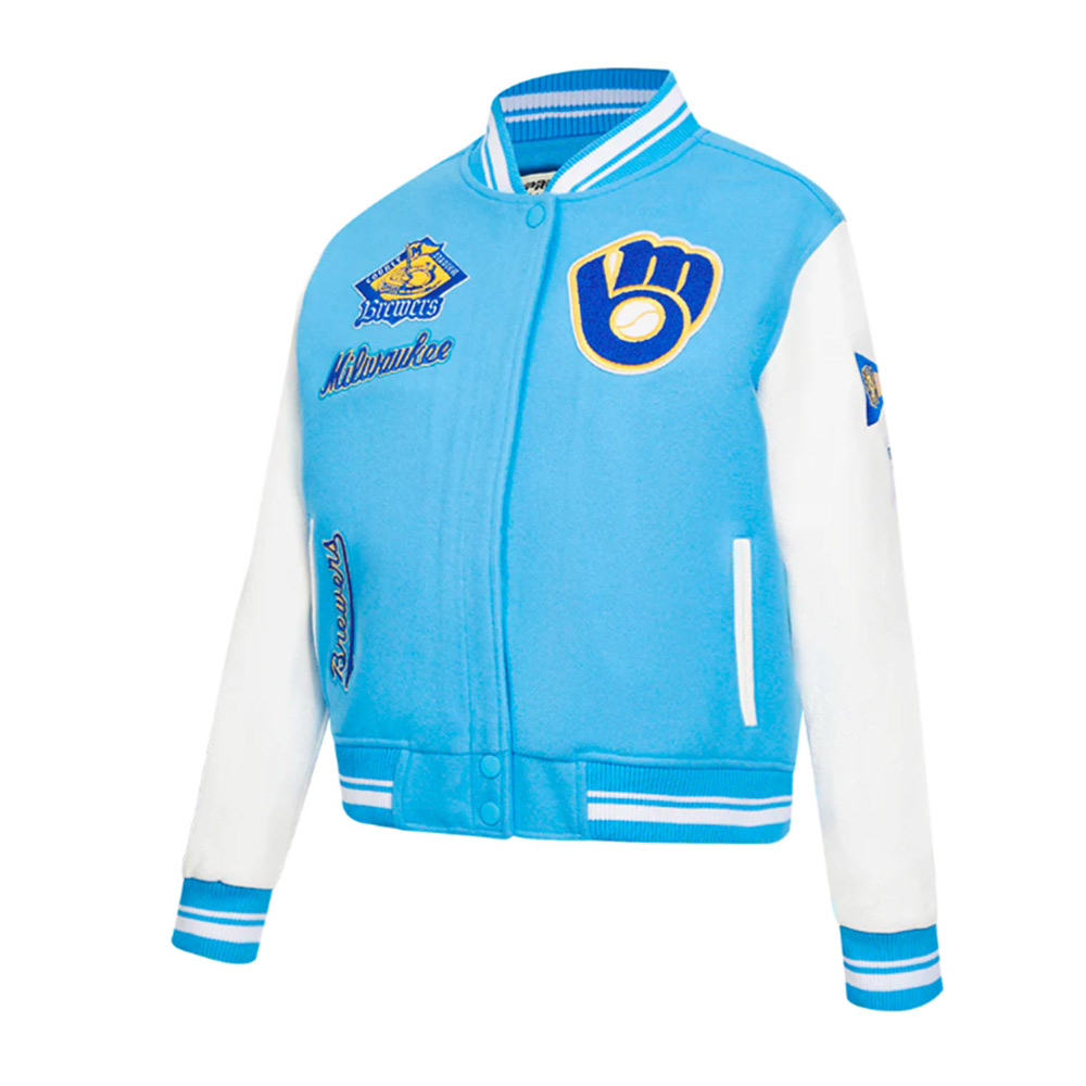 Retro Classic Rib Milwaukee Brewers Varsity Jacket - Image 3