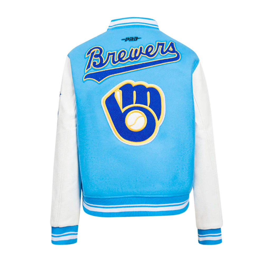 Retro Classic Rib Milwaukee Brewers Varsity Jacket - Image 2