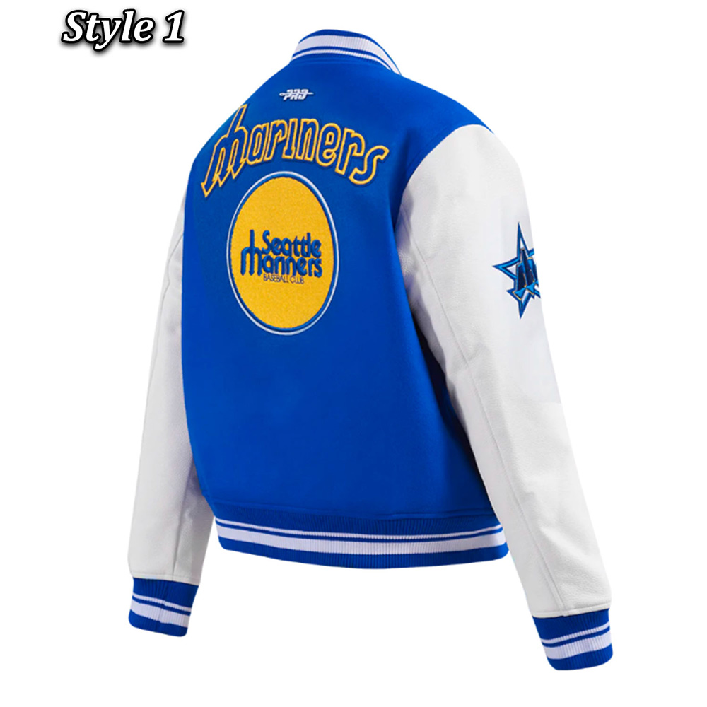 Retro Classic Rib Seattle Mariners Varsity Jacket - Image 7