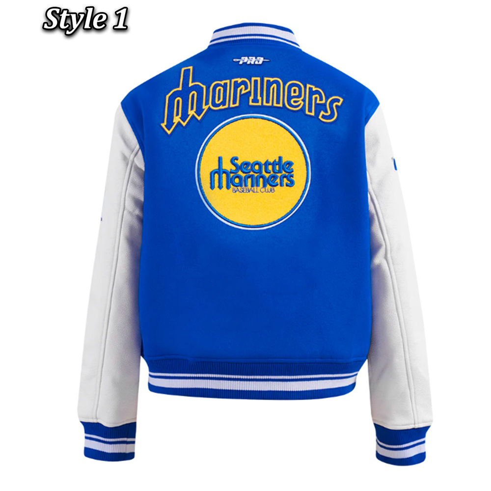 Retro Classic Rib Seattle Mariners Varsity Jacket - Image 3