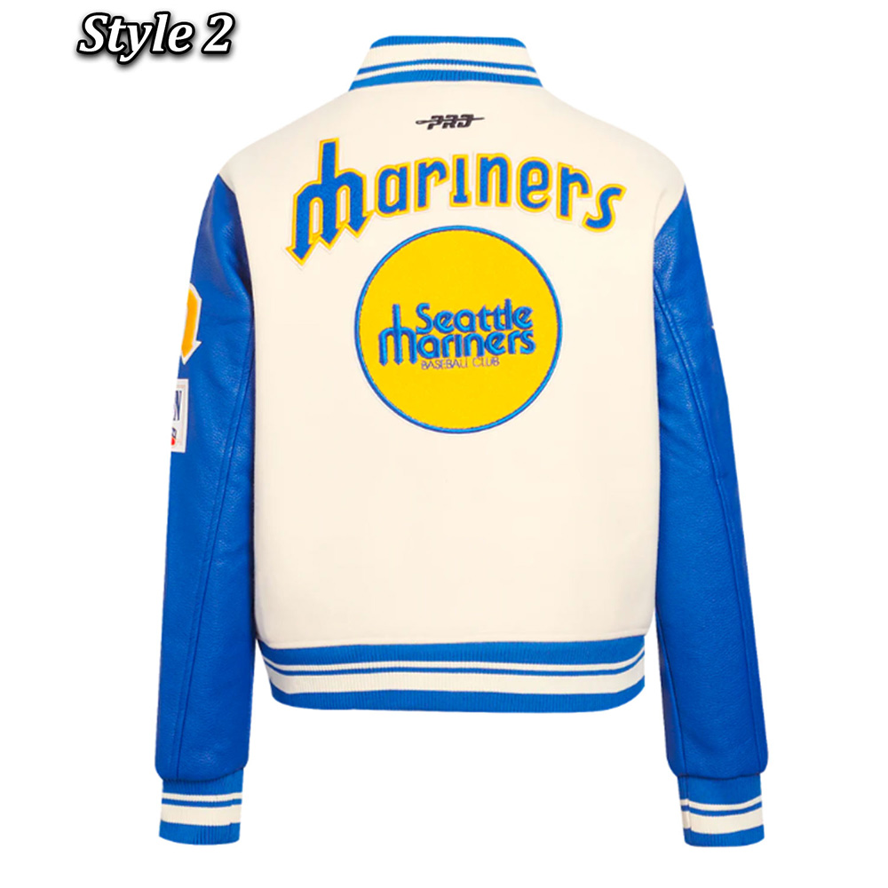 Retro Classic Rib Seattle Mariners Varsity Jacket - Image 4