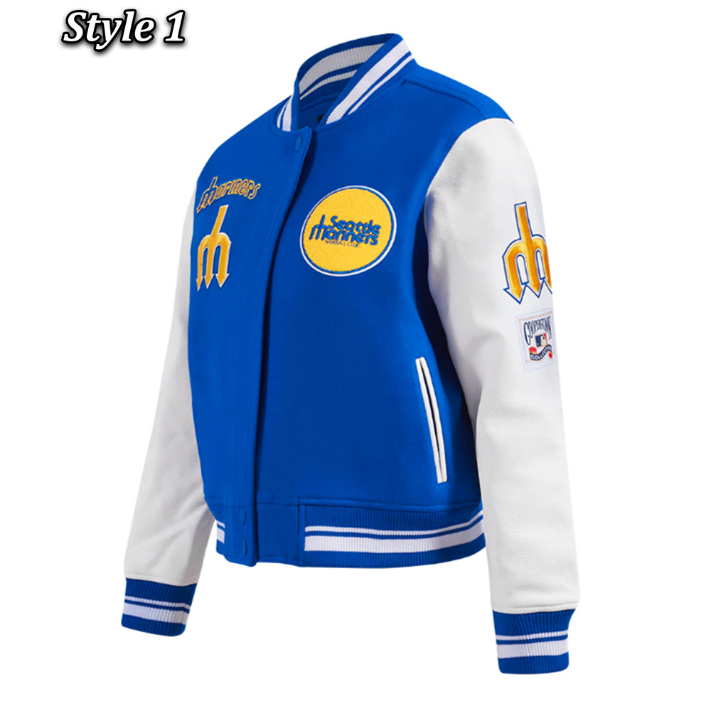 Retro Classic Rib Seattle Mariners Varsity Jacket - Image 5
