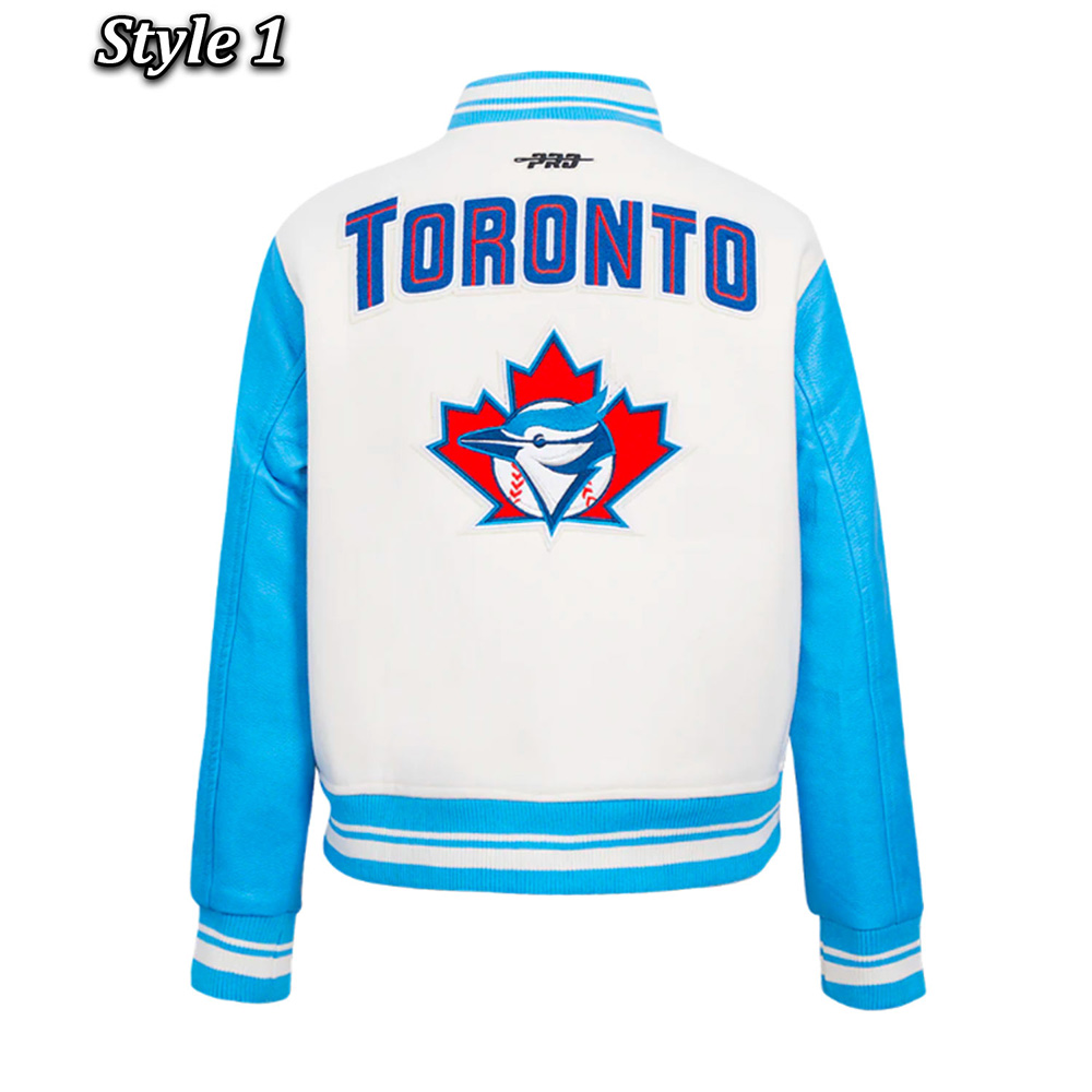 Retro Classic Rib Toronto Blue Jays Varsity Jacket - Image 3