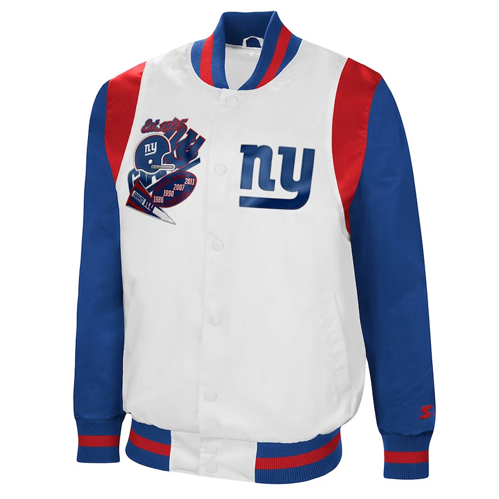 White/Royal NY Giants Retro The All-American Jacket