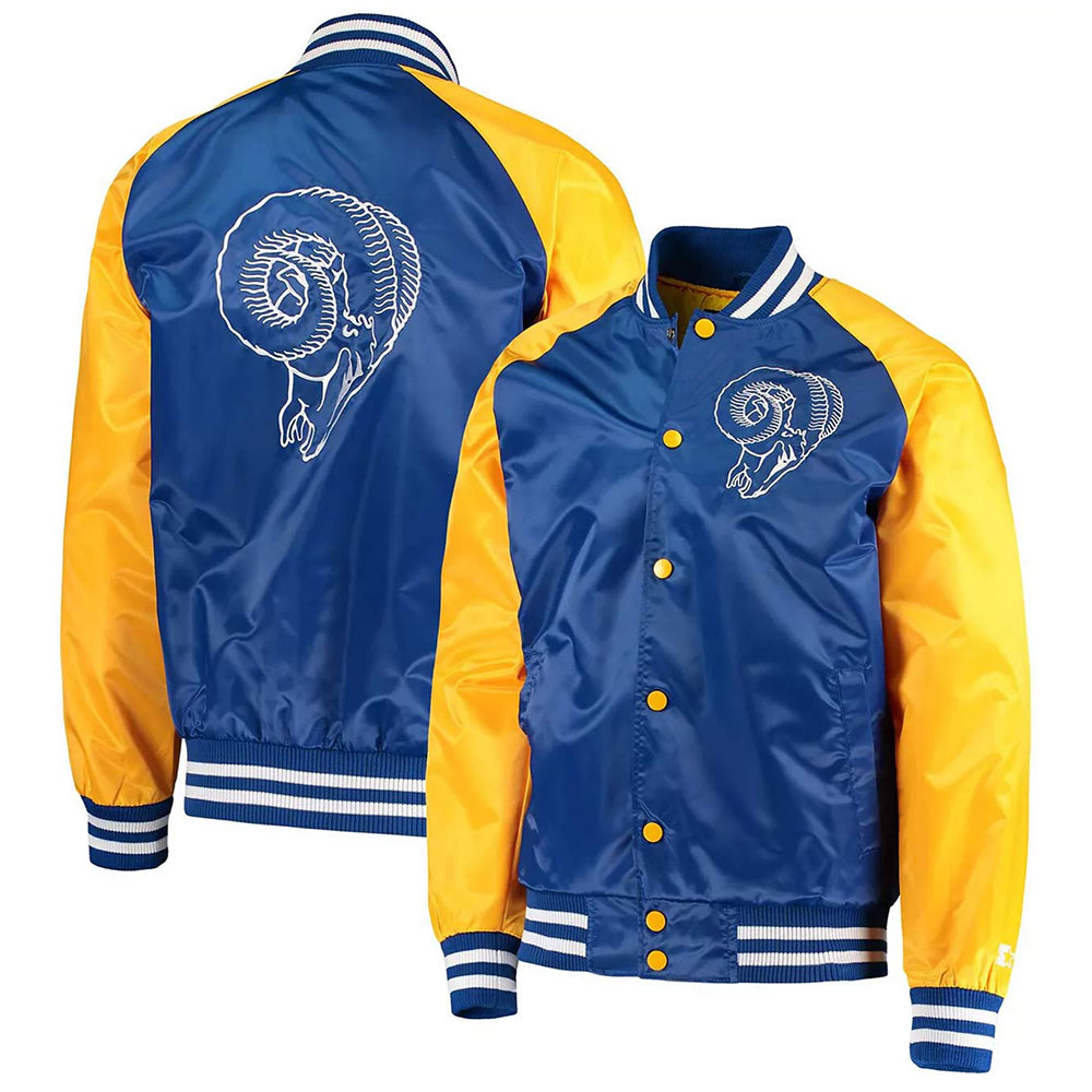 Royal/Gold LA Rams Lead-Off Satin Varsity Jacket - Image 3
