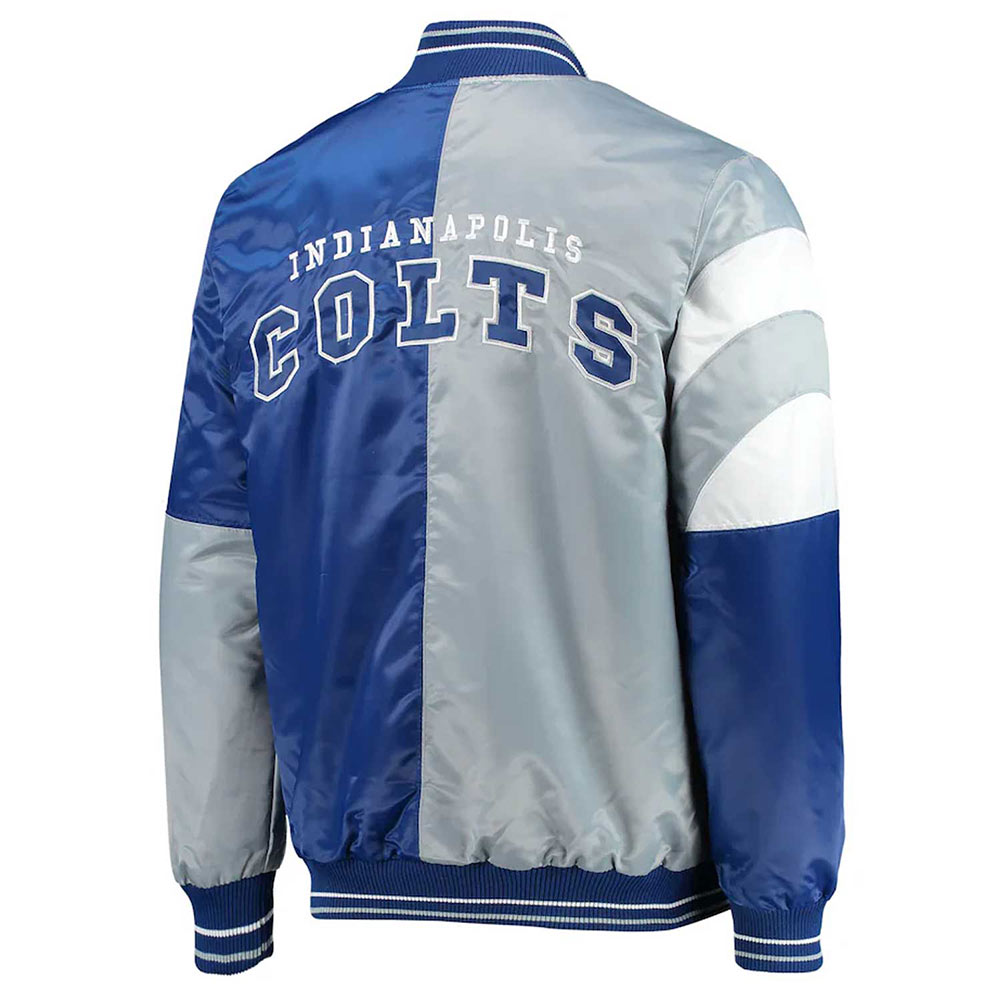 Indianapolis Colts Leader Varsity Royal/Gray Satin Jacket - Image 2