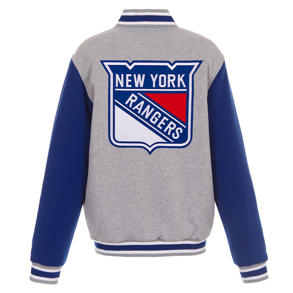 NY Rangers Gray/Royal Varsity Wool Jacket - Image 2
