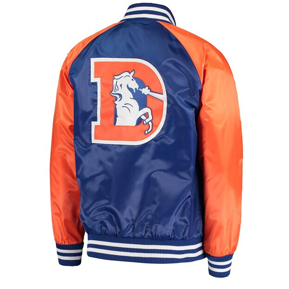 Denver Broncos Lead-Off Orange and Royal Blue Varsity Satin Jacket - Image 2