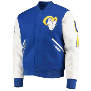 LA Rams Logo Royal and White Varsity Jacket