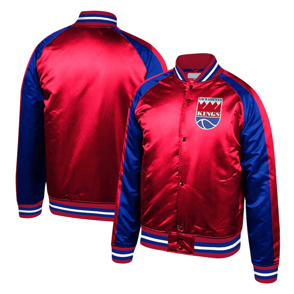 Sacramento Kings Colorblock Red and Blue Satin Jacket - Image 3