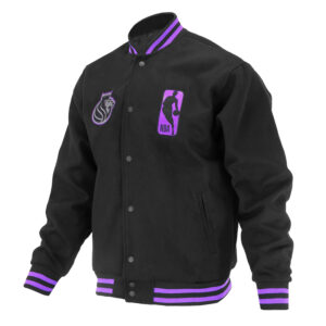 Sacramento Kings Logoman Shadow Black Varsity Jacket