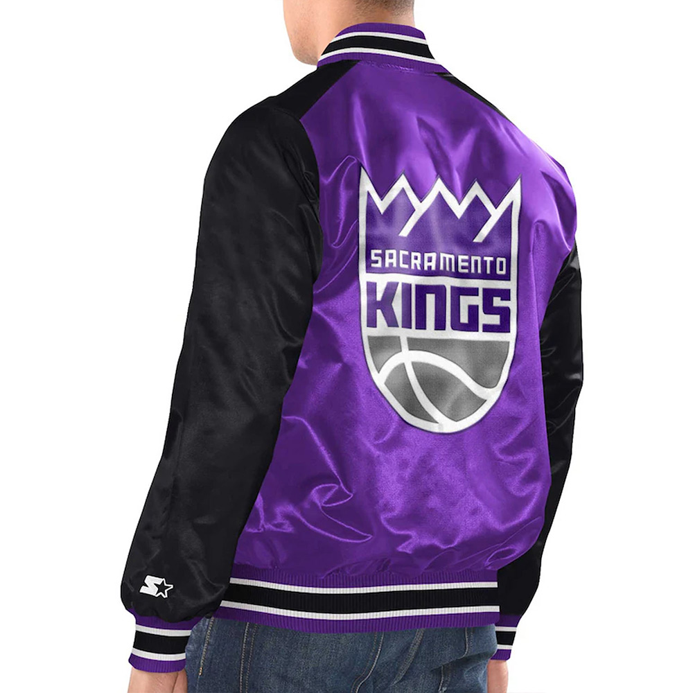 Sacramento Kings Renegade Purple/Black Varsity Satin Jacket - Image 2