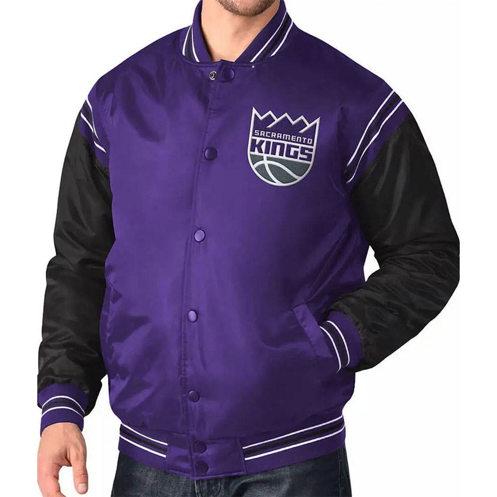 Sacramento Kings The Enforcer Purple and Black Satin Jacket - Image 4