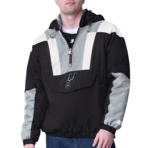 Black/Silver San Antonio Spurs Charger Half-Zip Pullover Jacket