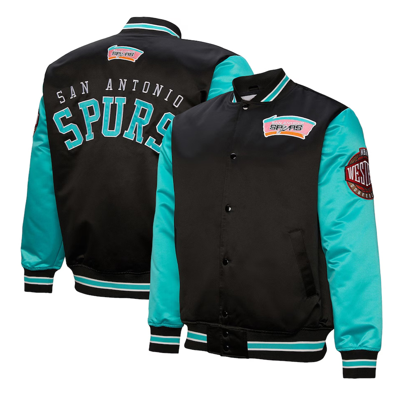 Primetime San Antonio Spurs Black and Aqua Jacket - Image 3