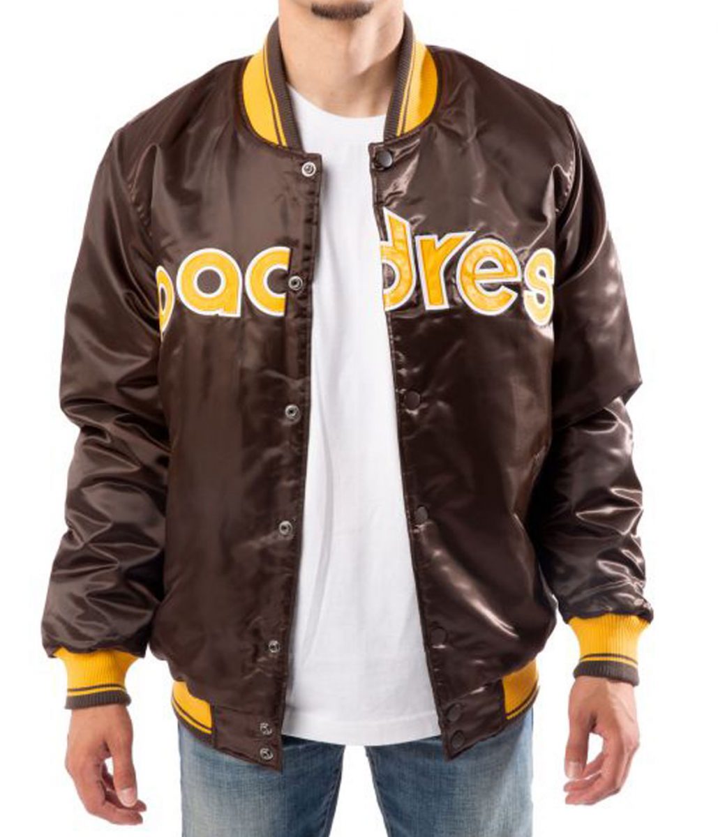 Bomber San Diego Padres Brown Satin Jacket - Image 2