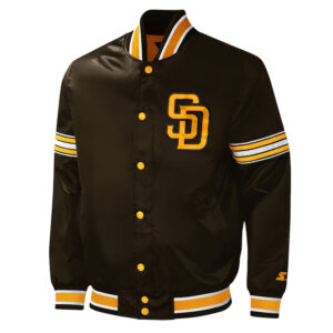 San Diego Padres Midfield Brown Varsity Satin Jacket