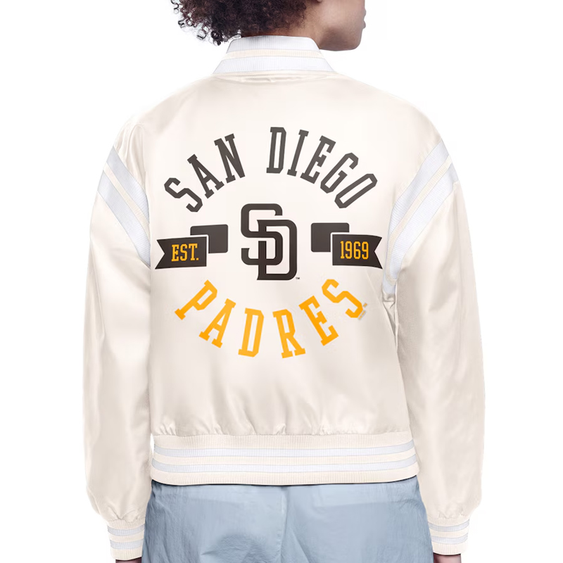 San Diego Padres Printed Logo Varsity Satin Jacket - Image 4