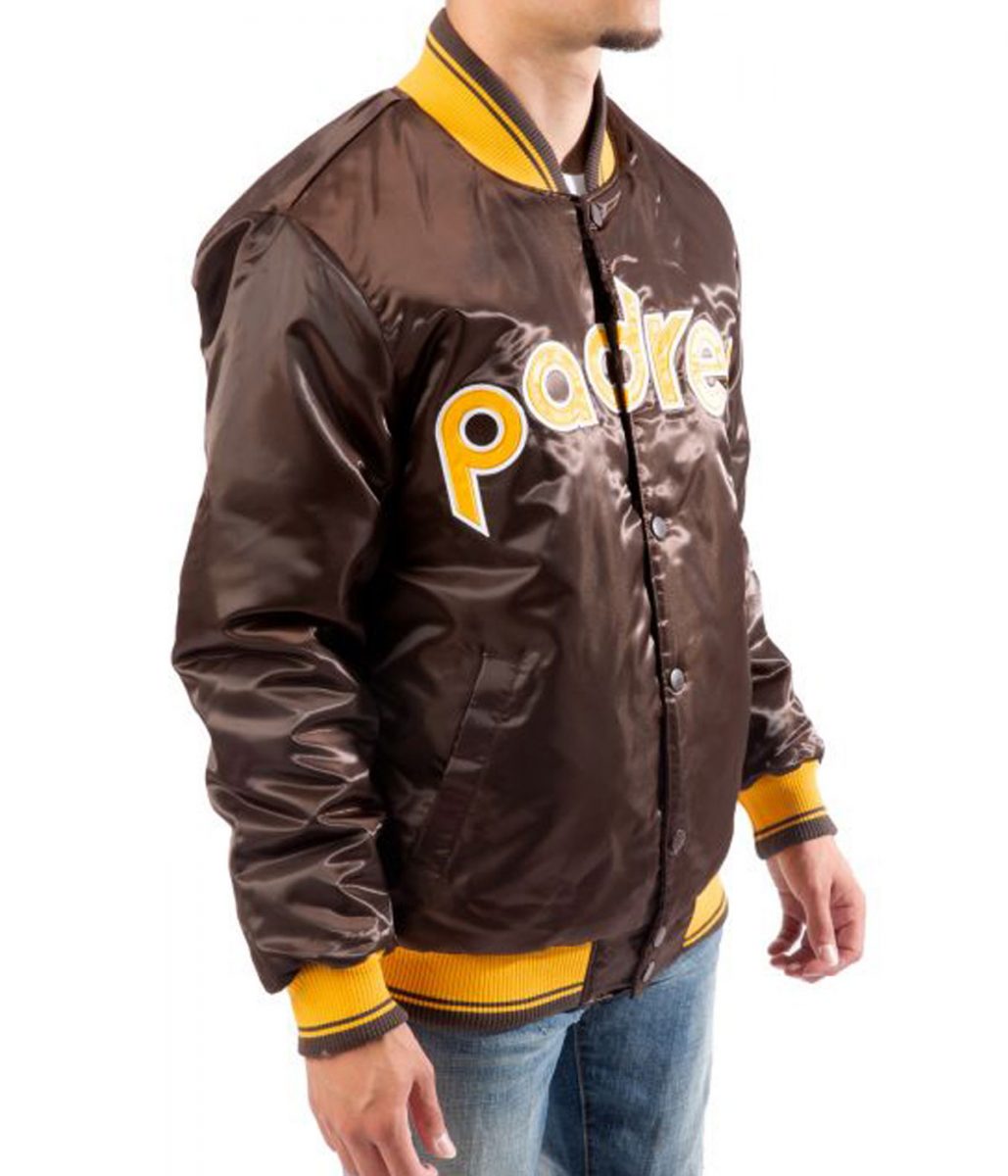 Bomber San Diego Padres Brown Satin Jacket - Image 3