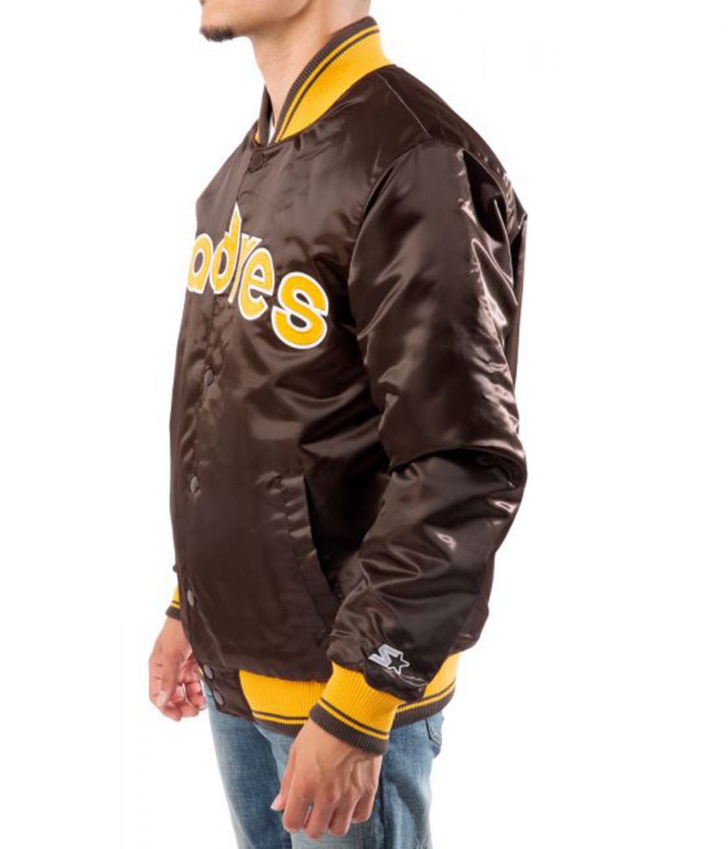 Bomber San Diego Padres Brown Satin Jacket - Image 4
