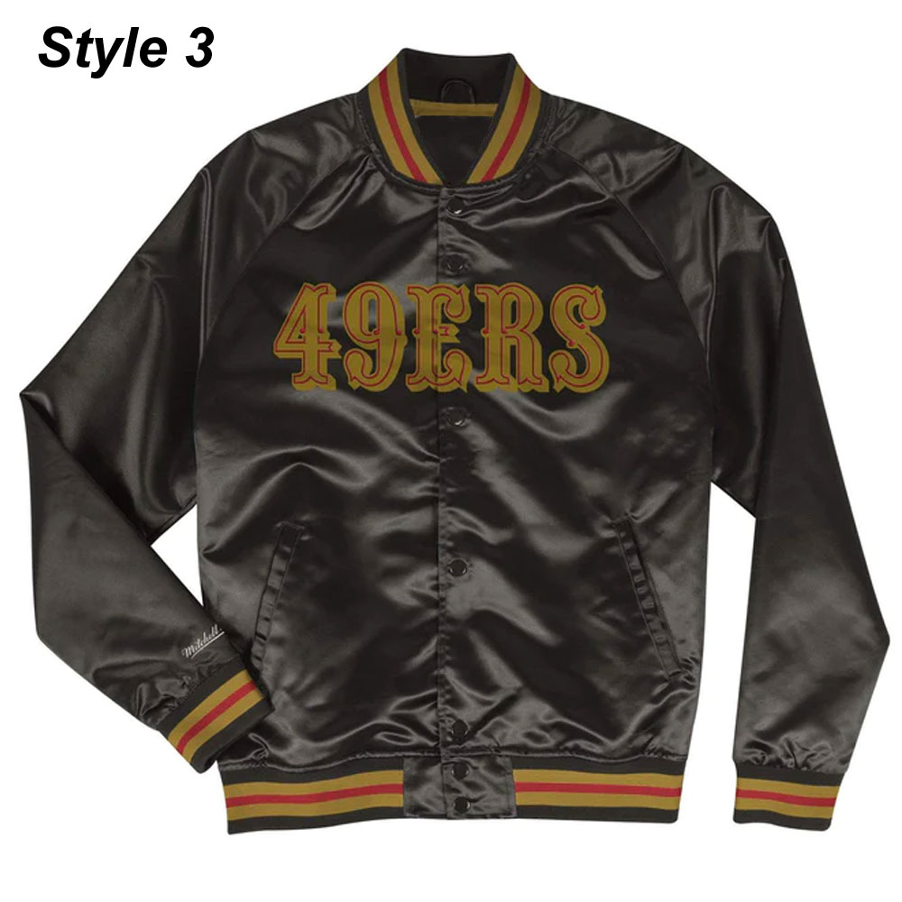 San Francisco 49ers Lightweight Black Satin Jacket - Image 3