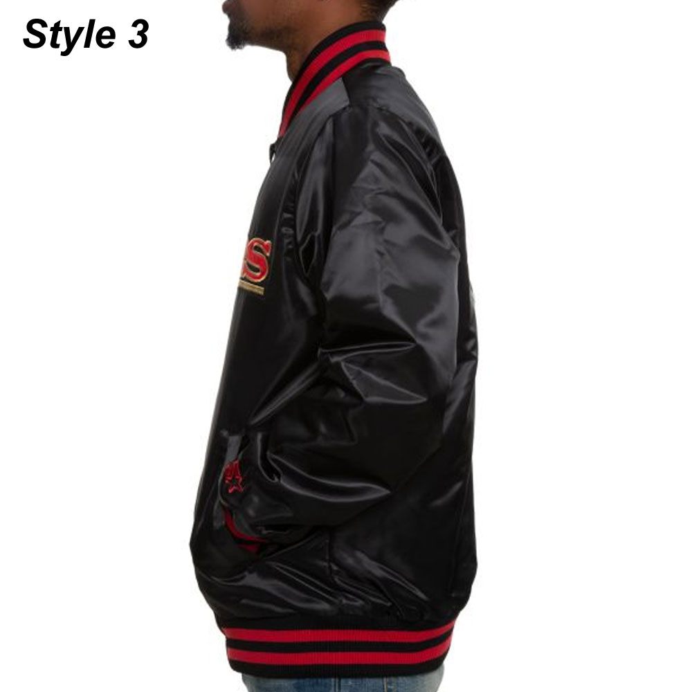 49ERS San Francisco Red/Black Satin Bomber Jacket - Image 15