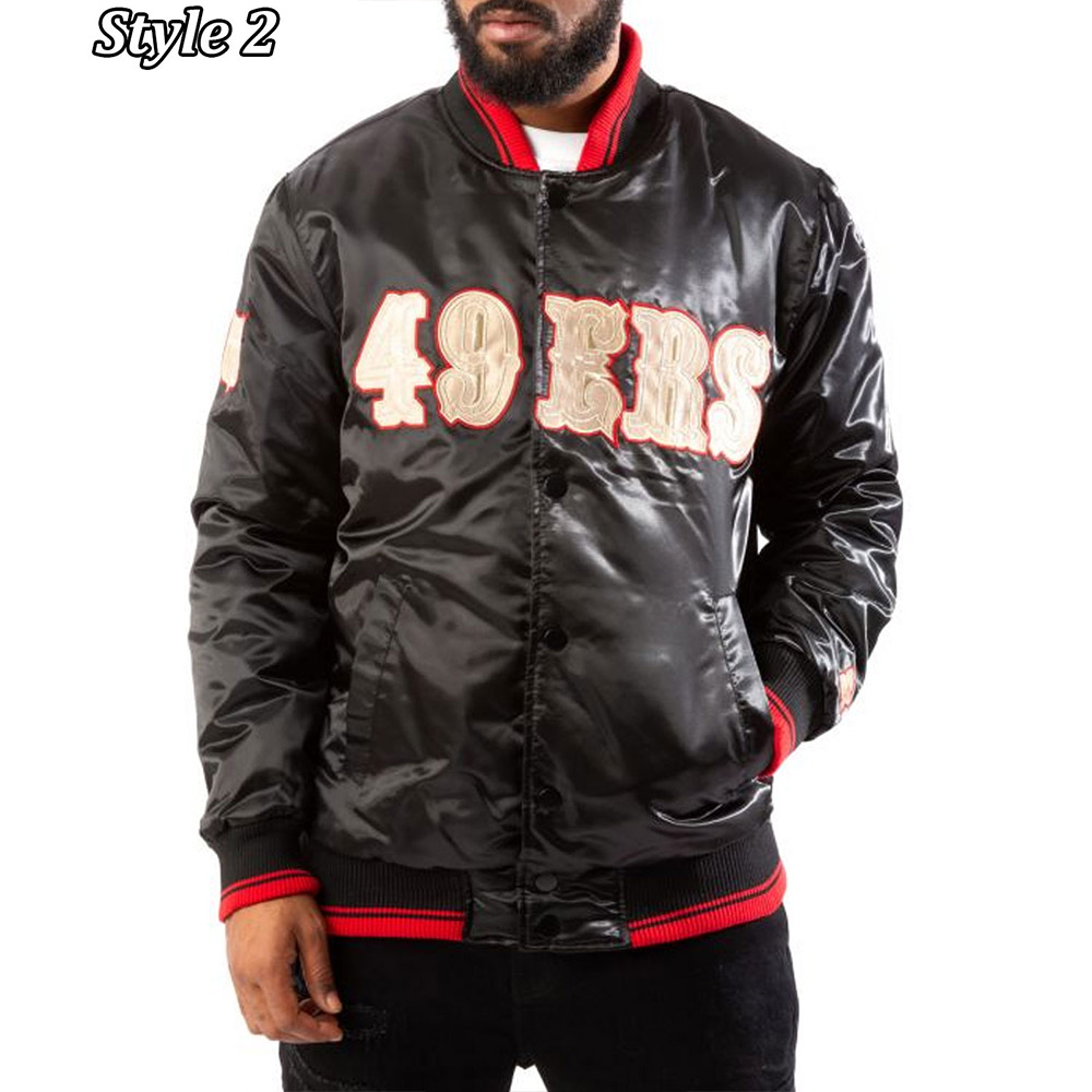 San Francisco 49ers Starter Satin Black Jacket - Image 4