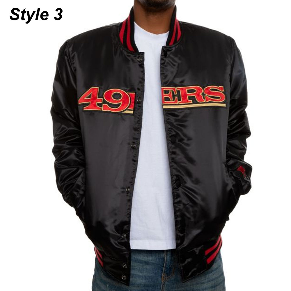 49ERS San Francisco Red/Black Satin Bomber Jacket - Image 9