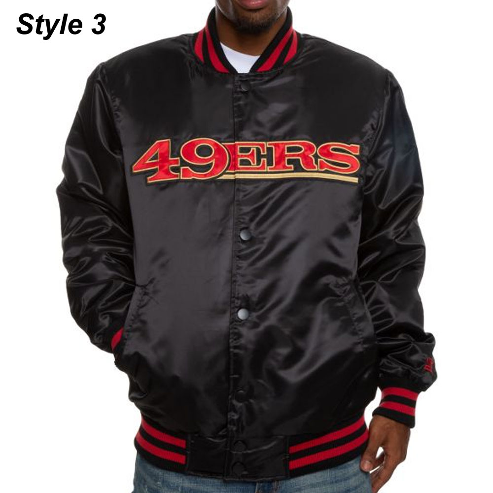49ERS San Francisco Red/Black Satin Bomber Jacket - Image 3