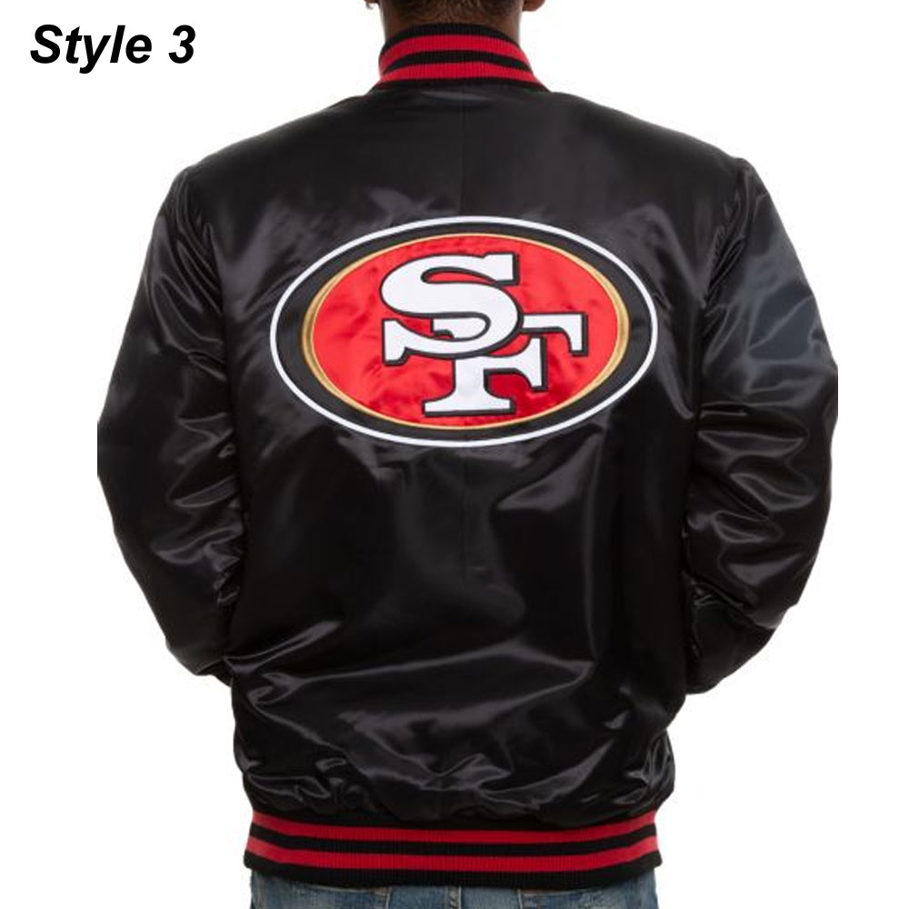 49ERS San Francisco Red/Black Satin Bomber Jacket - Image 6