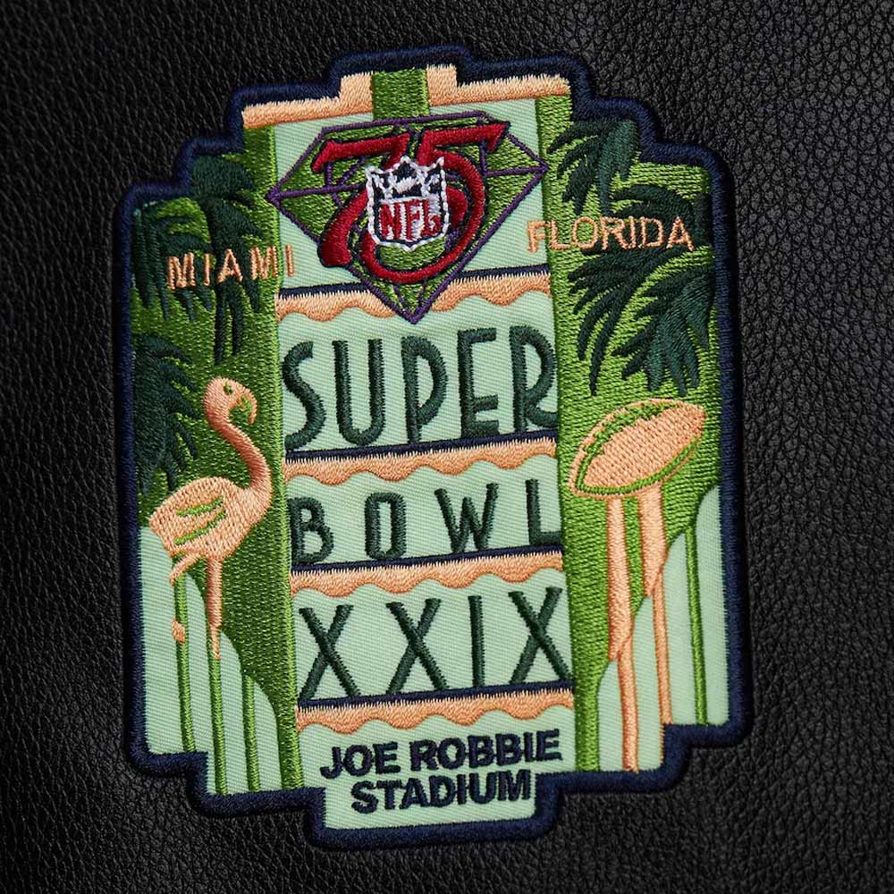 San Francisco 49ers Blackout Vintage Logo Varsity Jacket - Image 3