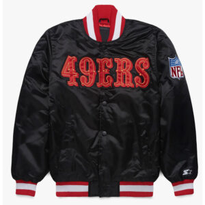 Black San Francisco 49ers Blackout Full-Snap Satin Jacket