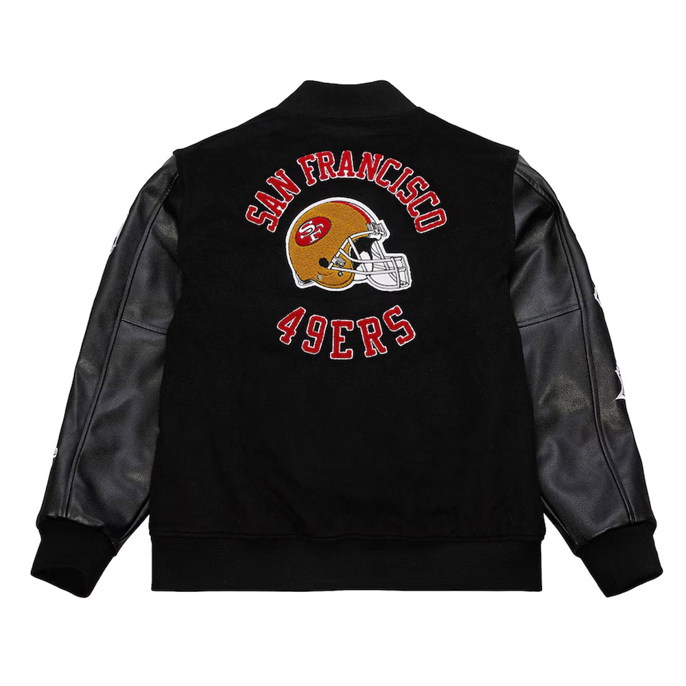 San Francisco 49ers Blackout Vintage Logo Varsity Jacket - Image 2