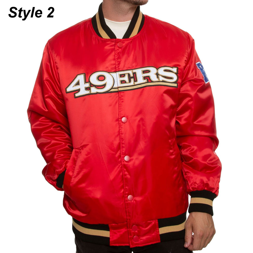 49ERS San Francisco Red/Black Satin Bomber Jacket - Image 2