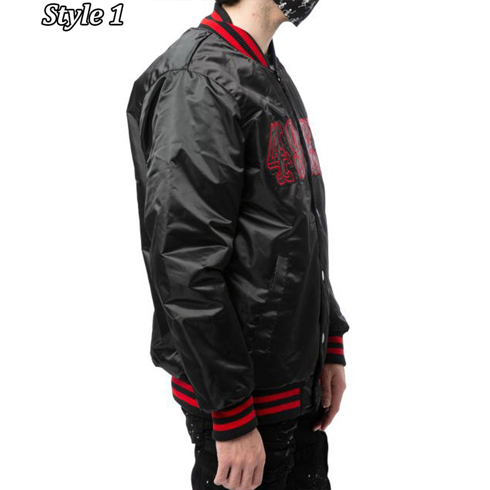 San Francisco 49ers Starter Satin Black Jacket - Image 5