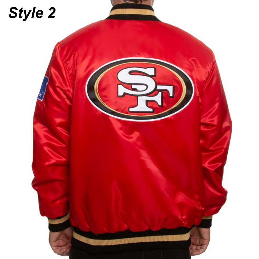 49ERS San Francisco Red/Black Satin Bomber Jacket - Image 5