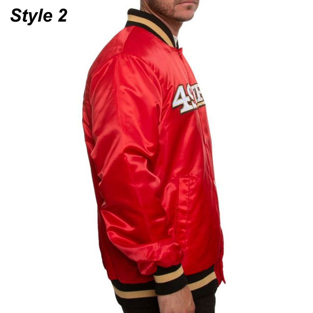 49ERS San Francisco Red/Black Satin Bomber Jacket - Image 11
