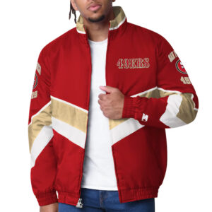 San Francisco 49ers Captain Scarlet Varsity Satin Jacket