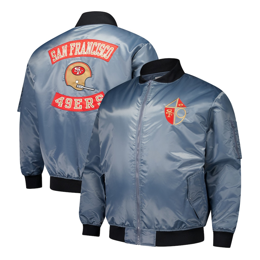 San Francisco 49ers Charcoal Bomber Full-Zip Jacket - Image 3